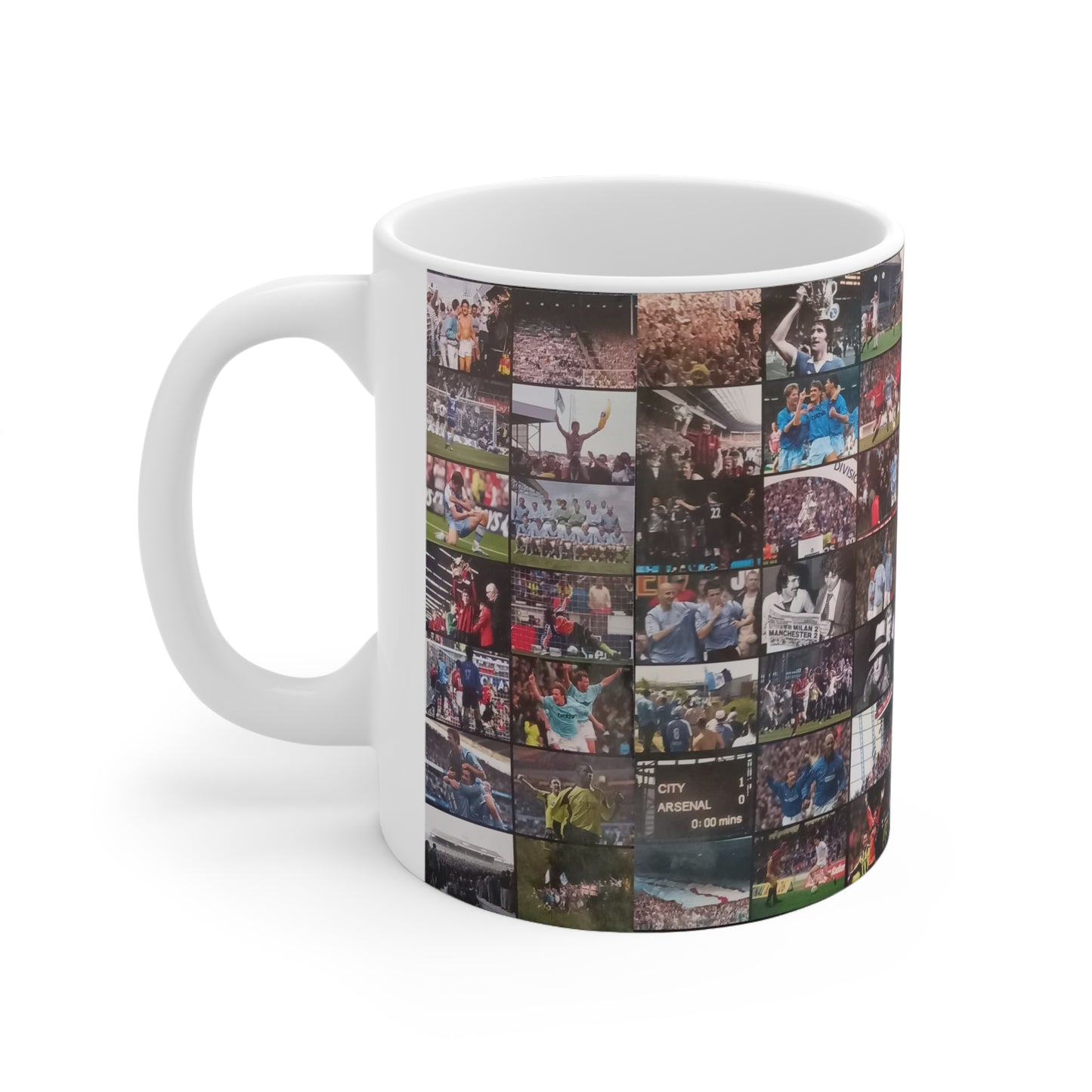 Manchester City Retro Images Collage Mug — Photo Montage Ceramic Coffee Cup (11oz, 15oz)