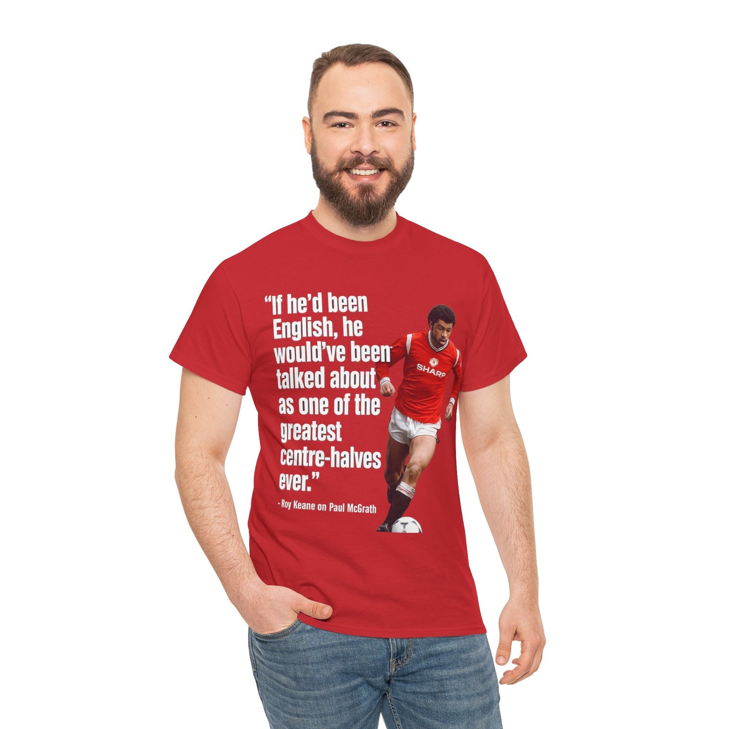 Vintage Football Tee — 'if he'd been English...' Roy Keane on Paul McGrath Quote Shirt