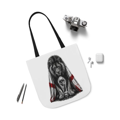 England Lion Guardian Canvas Tote — Protective Lion & Cub Illustration Tote Bag