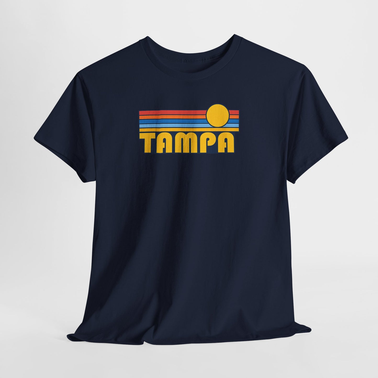 Tampa Retro Sunset T-Shirt — Vintage 70s Striped Beach Tee