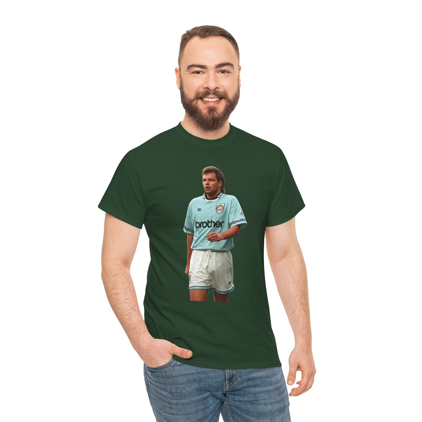 Uwe Rosler Manchester City Legend Graphic Tee - Retro Football Kit Print