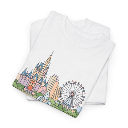 Orlando Skyline T-Shirt — Cute Cityscape Graphic Tee with 'Orlando' Text