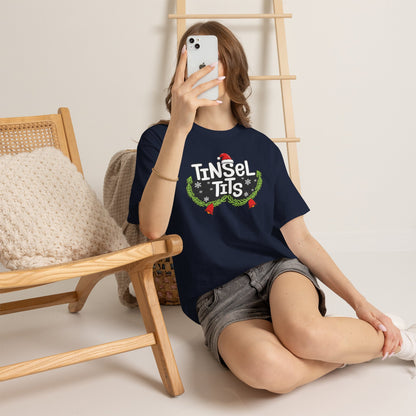 T-Shirt — "Tinsel Tits" Funny Christmas Wreath Holiday Tee