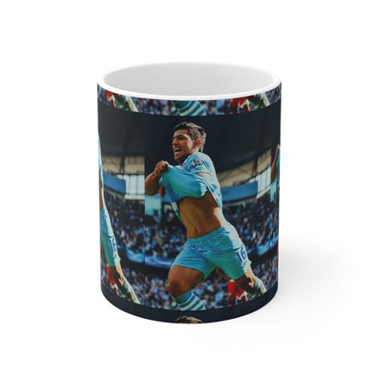Manchester City Sergio Aguero 93:20 Celebration Ceramic Mug — Stadium Goal Moment, 11oz & 15oz