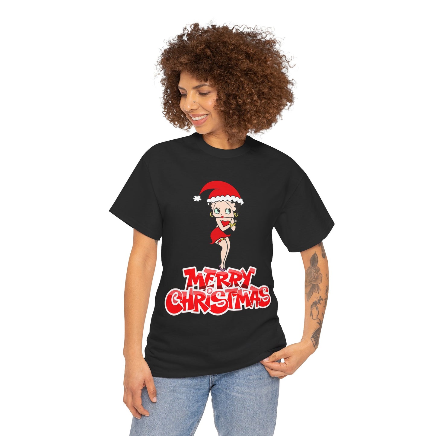 Christmas Betty Boop Tee - 'Merry Christmas' Holiday Graphic Shirt