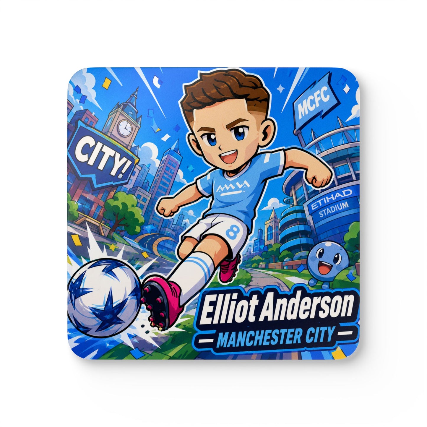 Elliot Anderson Manchester City Set of 4 Corkwood Coasters