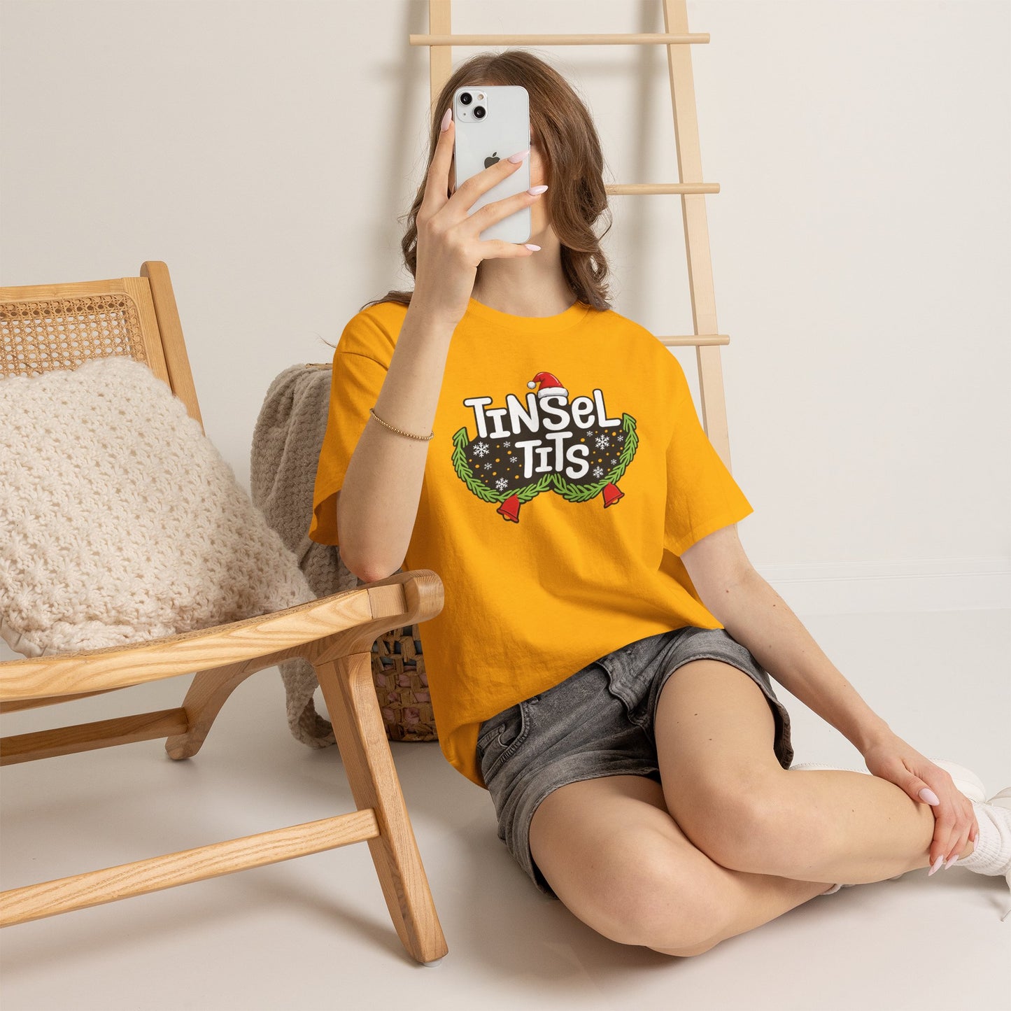 T-Shirt — "Tinsel Tits" Funny Christmas Wreath Holiday Tee