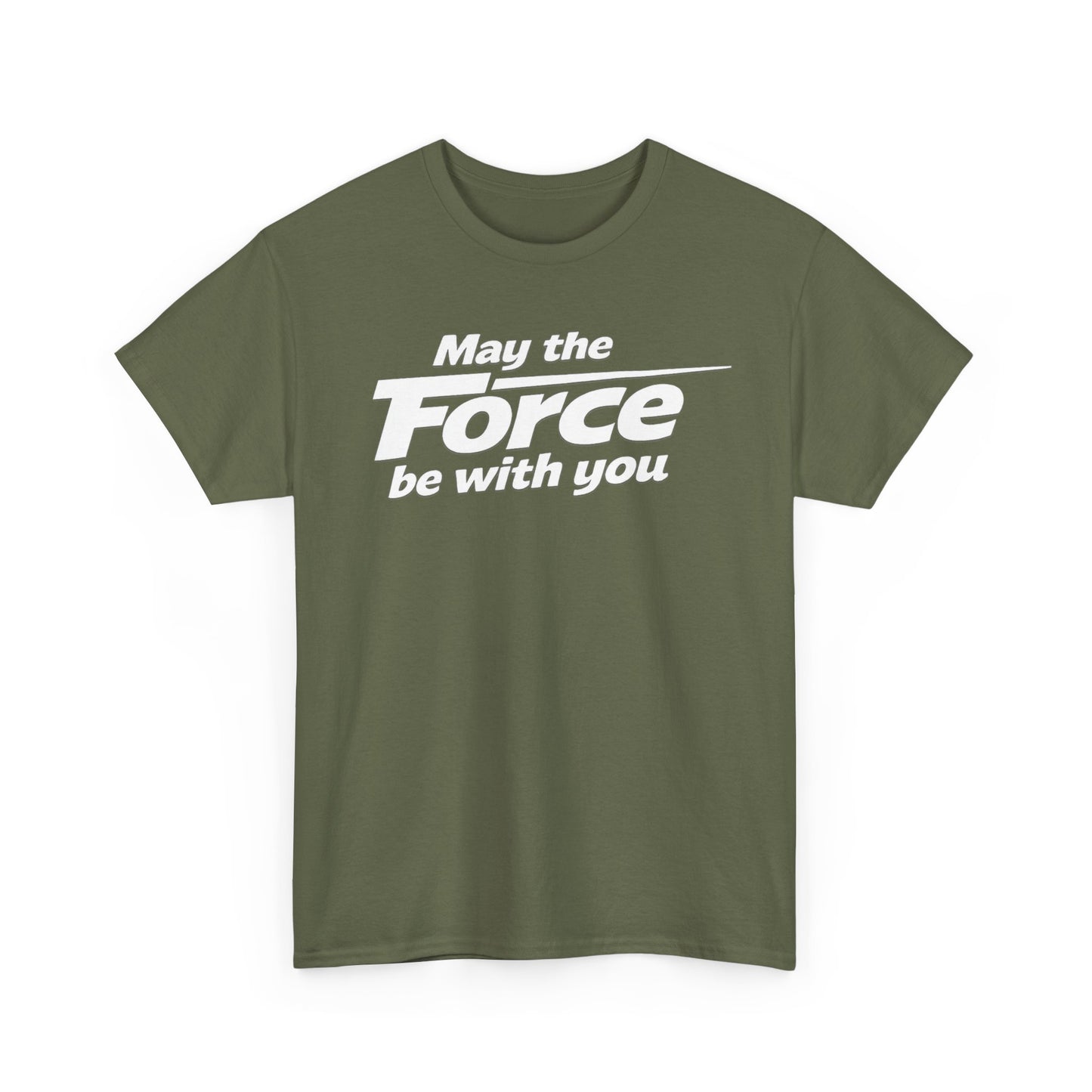 "May the Force Be With You" Retro Embossed Graphic T‑Shirt —