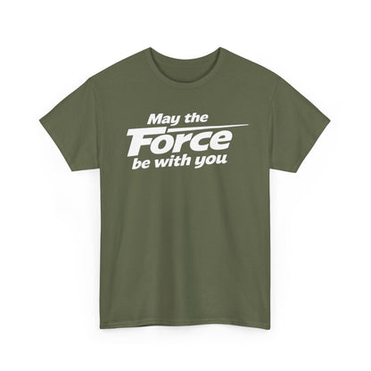 "May the Force Be With You" Retro Embossed Graphic T‑Shirt —