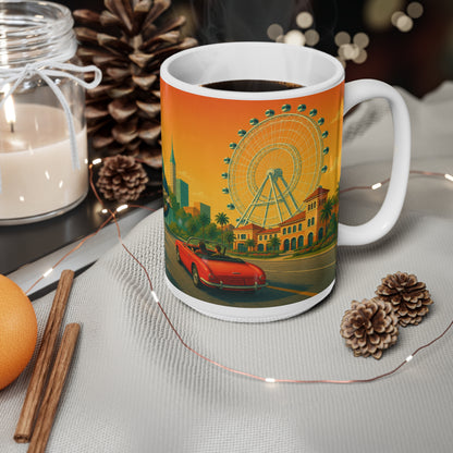 Universal Orlando Vintage AI Sunset Mug — Retro Palm Tree Travel Coffee Cup (11oz, 15oz)