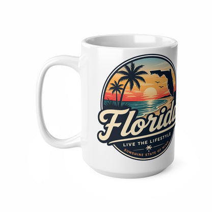 Florida Sunset Coffee Mug — Retro Palm Beach Ceramic Cup (11oz & 15oz)