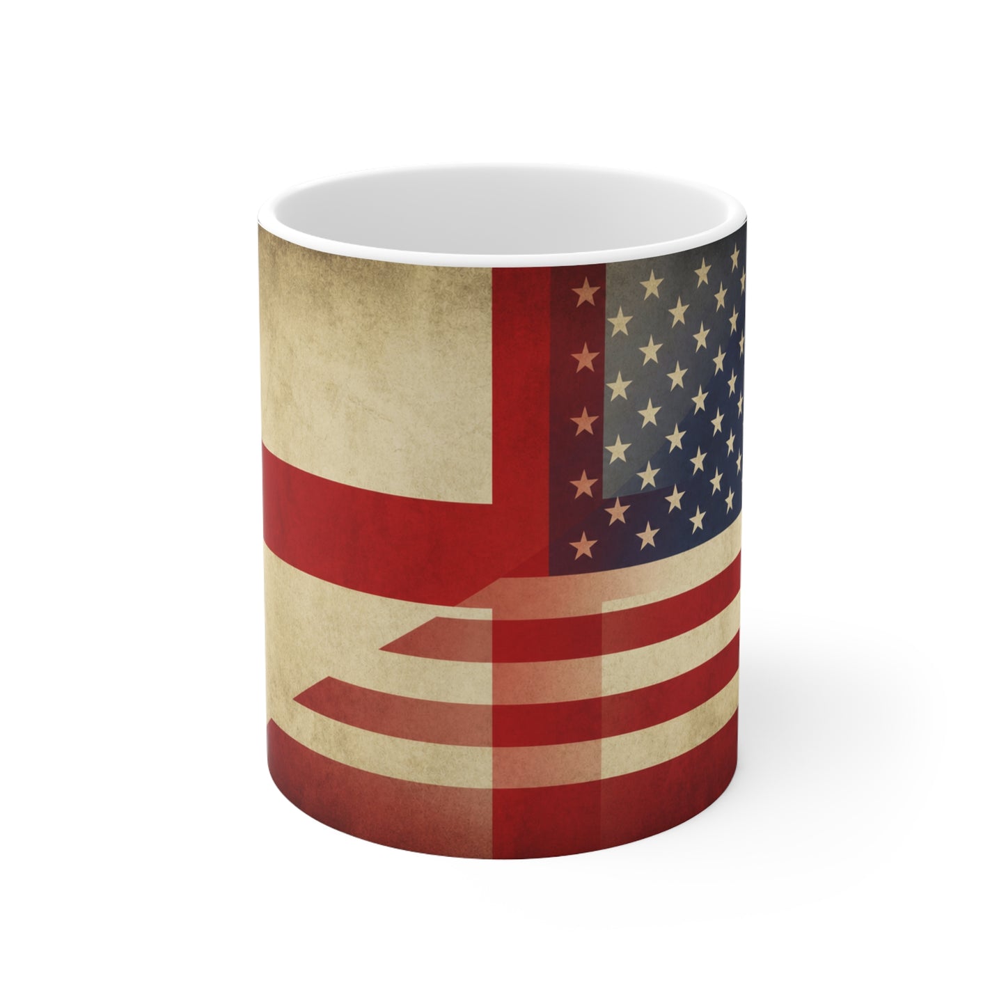 Vintage England & USA Flag Coffee Mug — Retro American Flag Ceramic Coffee Cup (11oz, 15oz)