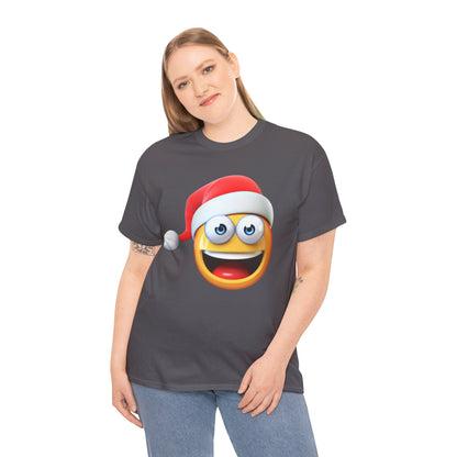Christmas Emoji T-Shirt — Santa Hat Smiley Holiday Tee