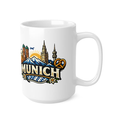 Munich Souvenir Coffee Mug — Bavarian Beer, Pretzel & Skyline Ceramic Mug (11oz/15oz)