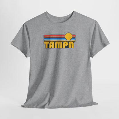 Tampa Retro Sunset T-Shirt — Vintage 70s Striped Beach Tee