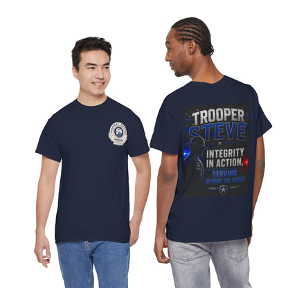Trooper Steve Police Tribute T-Shirt — "Integrity in Action" Back Print