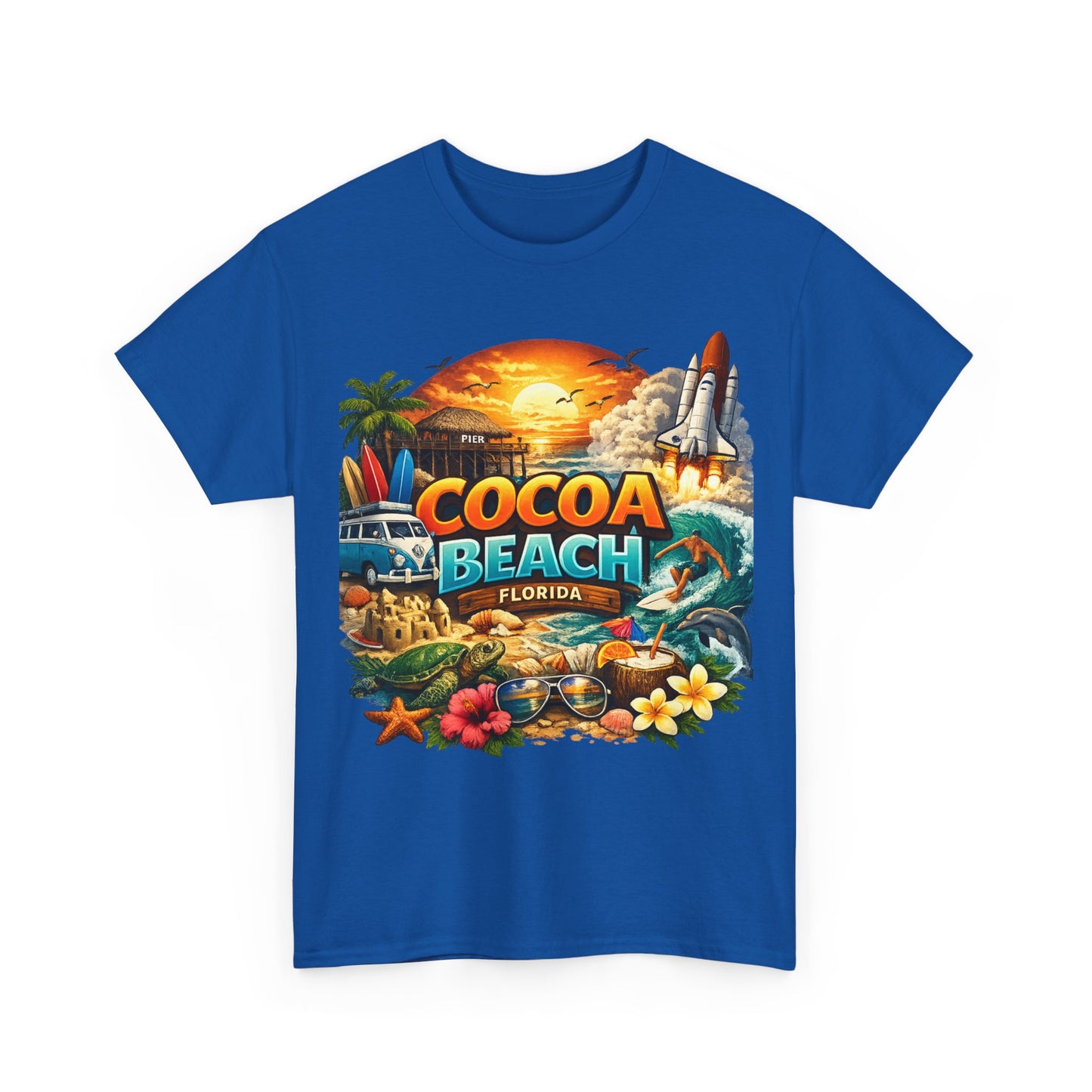 Cocoa Beach Florida Sunset Surf T-Shirt — Retro Beach Vacation Graphic Tee