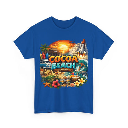 Cocoa Beach Florida Sunset Surf T-Shirt — Retro Beach Vacation Graphic Tee