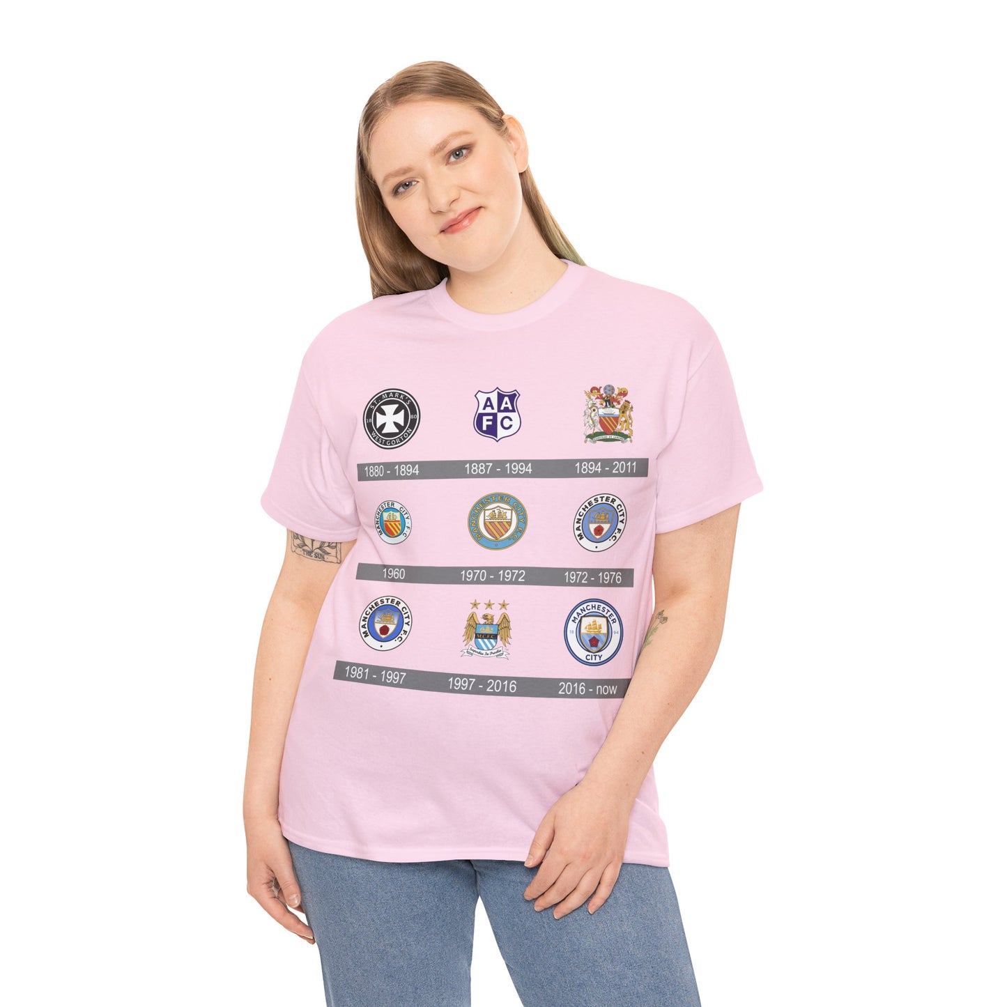 Manchester City Crest Timeline T-Shirt — Retro Club Crest History Tee