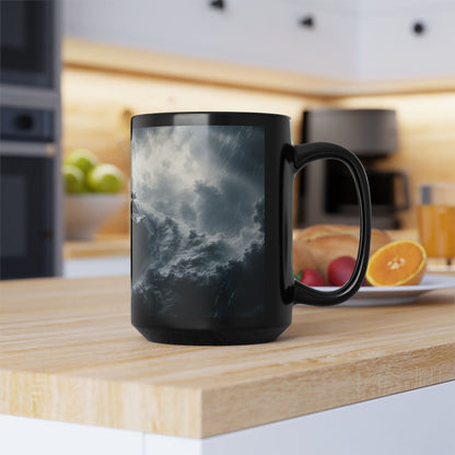 Empire Star Destroyer Stormy Starship Black Mug — Sci‑Fi Space Battle Coffee Cup (11oz, 15oz)