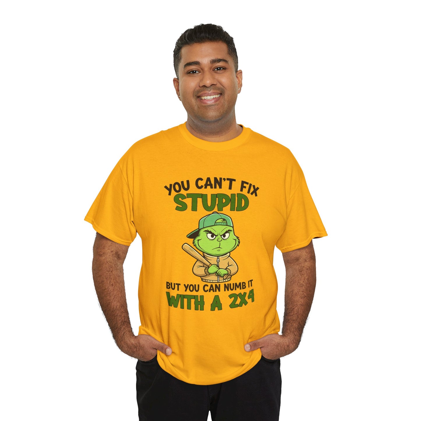 Funny Carpenter T‑Shirt — "You Can't Fix Stupid But You Can Numb It With a 2x4"
