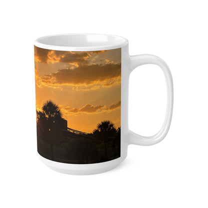 Volcano Bay at Sunset Palm Silhouette Ceramic Mug — 11oz & 15oz