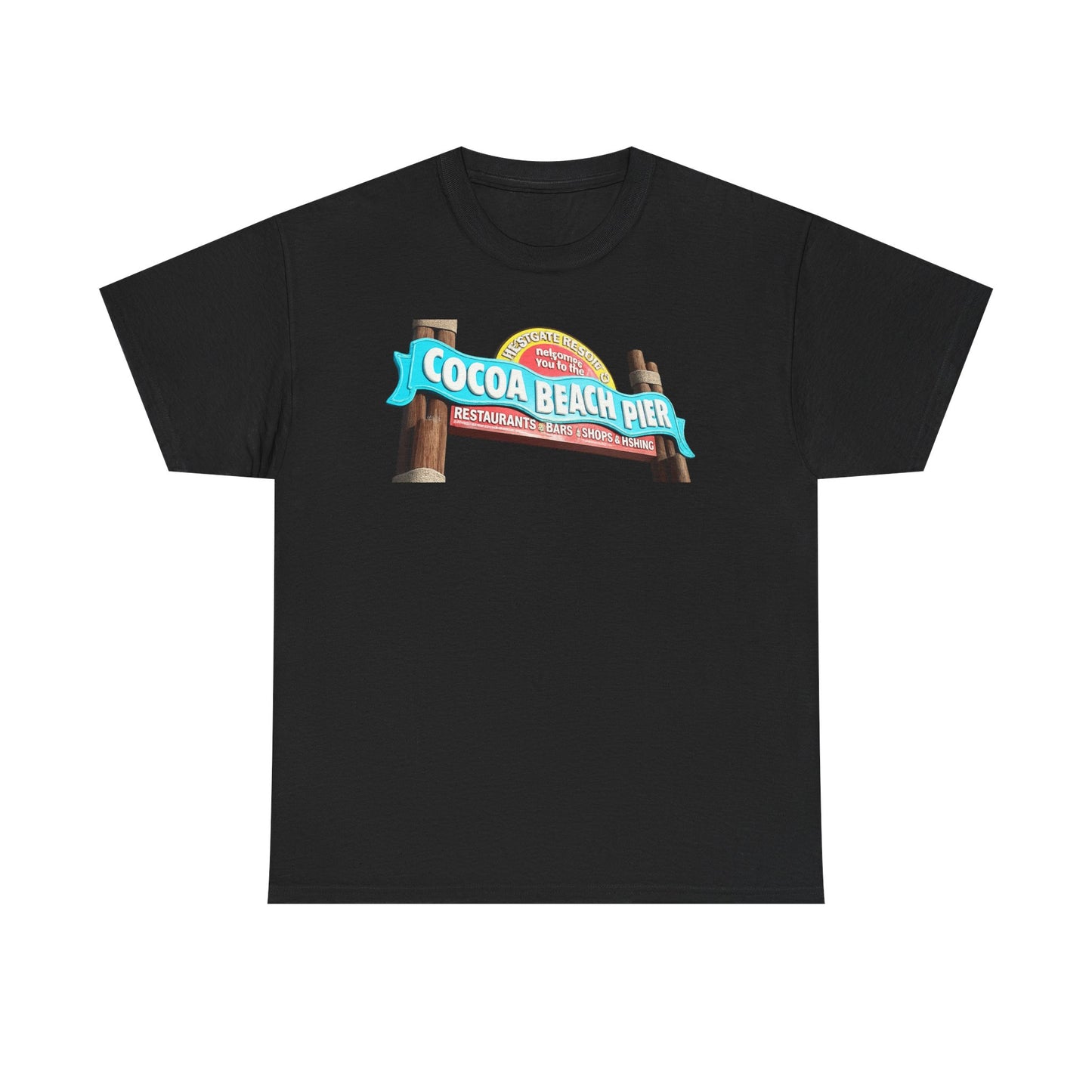 Cocoa Beach Pier T‑Shirt — Retro Beach Sign Vacation Tee