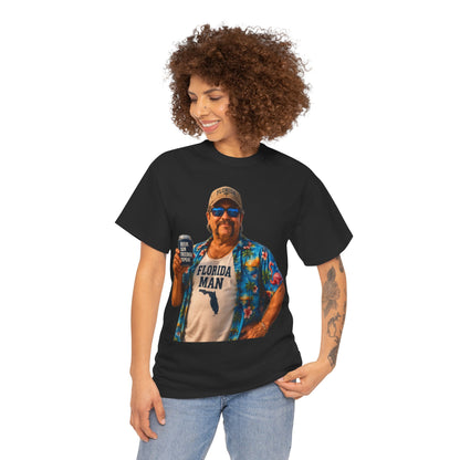 Florida Man Graphic Tee — Funny Vacation Shirt with Hawaiian Shirt Design