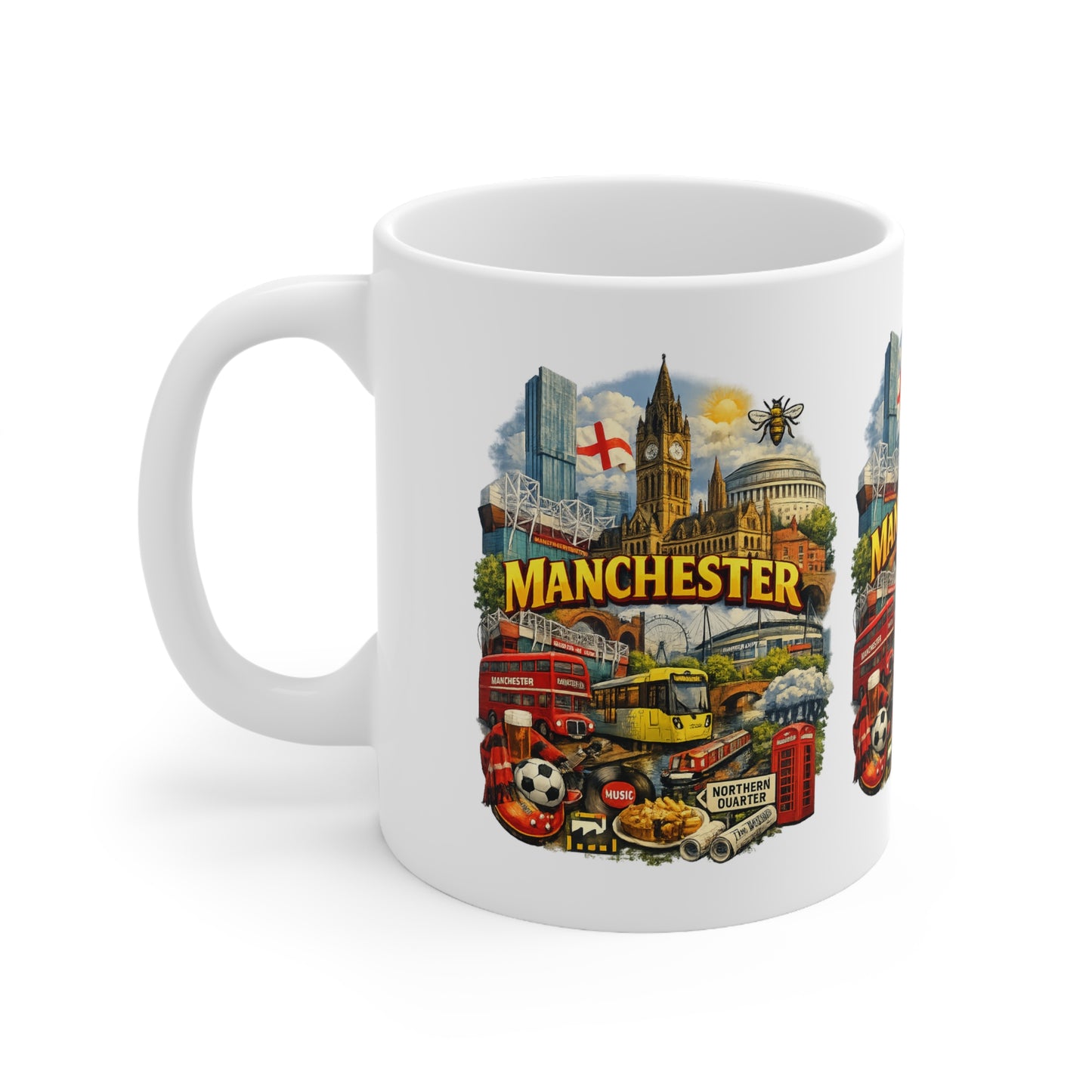 Manchester Landmark Ceramic Mug — 11oz & 15oz Souvenir Coffee Cup