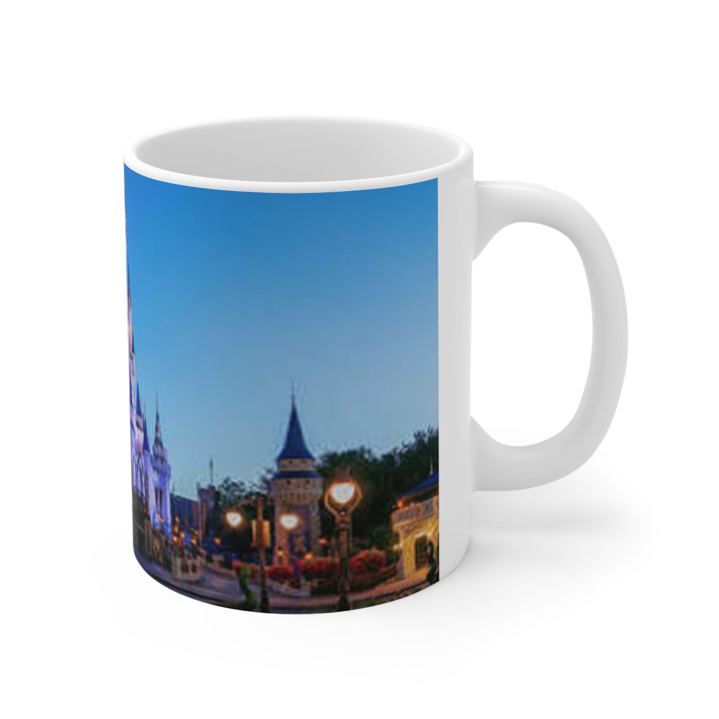 Disney Castle Nightscape Mug — Scenic Theme Park Castle Ceramic Coffee Cup (11oz, 15oz)