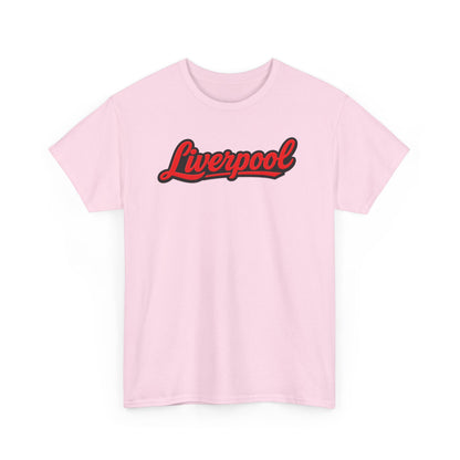 Liverpool Script T-Shirt — Retro Red Script Football Fan Tee