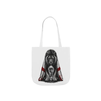 England Lion Guardian Canvas Tote — Protective Lion & Cub Illustration Tote Bag