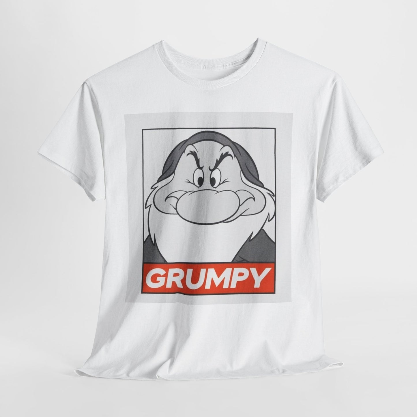 Grumpy Dwarf Graphic Tee — Vintage Cartoon Face "GRUMPY" Shirt