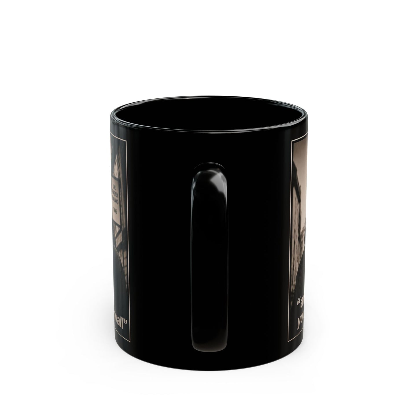 Kane and Bellingham Lyric Photo Black Mug — “and after all, you’re my wonderwall” Band Tribute Coffee Cup