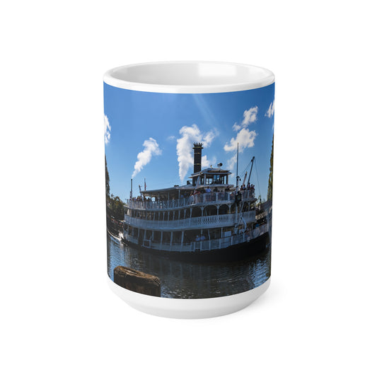 Magic Kingdom Steamboat River Scene Ceramic Mug — Scenic Paddlewheel Boat Coffee Cup (11oz/15oz)