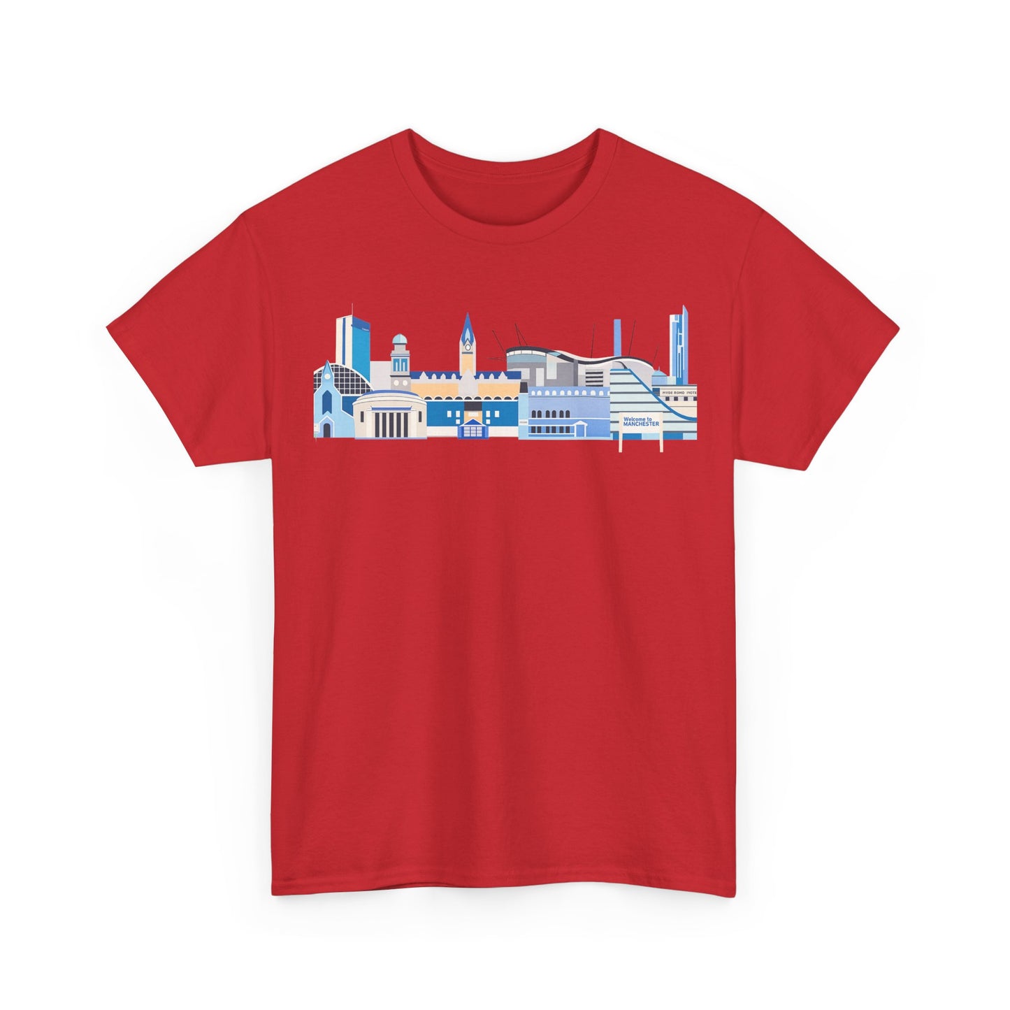 Manchester City Skyline Tee — Minimal Blue Urban Landscape T‑Shirt
