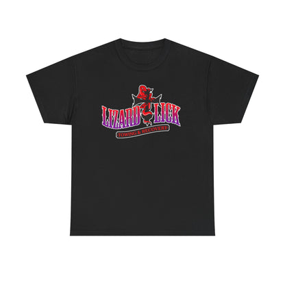 Lizard Lick T-Shirt — Retro Neon Logo Tee with Lizard & Cowboy Graphic