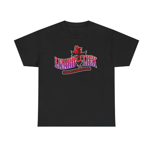 Lizard Lick T-Shirt — Retro Neon Logo Tee with Lizard & Cowboy Graphic