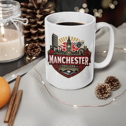 Manchester England Ceramic Coffee Cups, 11oz, 15oz