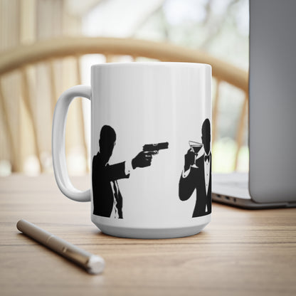 Spy Silhouette Ceramic Coffee Mug – James Bond Martini & Gun Design (11oz, 15oz)