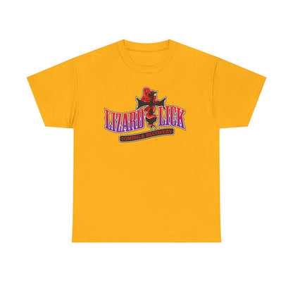 Lizard Lick T-Shirt — Retro Neon Logo Tee with Lizard & Cowboy Graphic