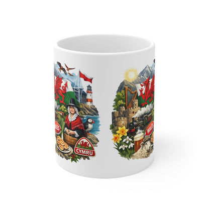 Wales Scenic Souvenir Mug – Welsh Dragon, Castles & Landscapes (11oz/15oz)