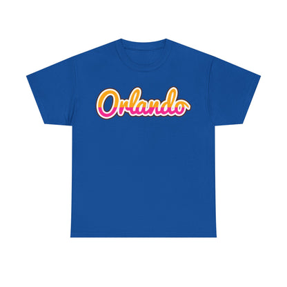 Orlando Retro Script Tee — Vintage Sunset City Souvenir Shirt