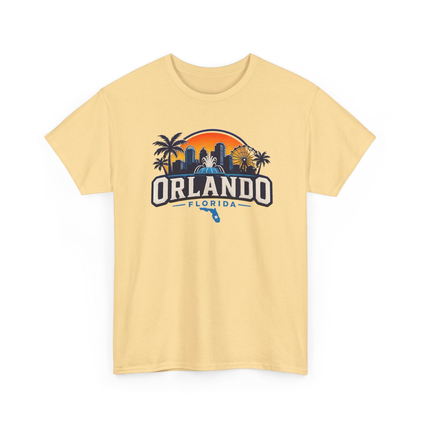 Orlando Florida Sunset T-Shirt — Retro Skyline & Palm Tree Vacation Tee