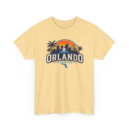 Orlando Florida Sunset T-Shirt — Retro Skyline & Palm Tree Vacation Tee