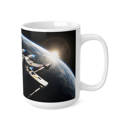 Spacefighter Coffee Mug — Retro Starship Ceramic Cup (11oz & 15oz)