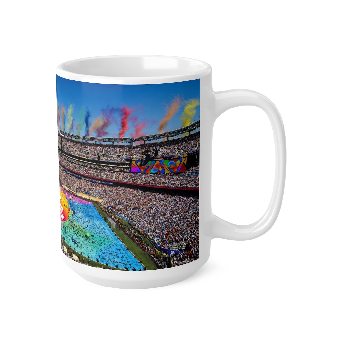 World Cup Final 2026 Stadium Pride Coffee Mug — Colorful Rainbow Smoke Sports Stadium 11/15oz Ceramic