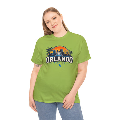 Orlando Florida Sunset T-Shirt — Retro Skyline & Palm Tree Vacation Tee