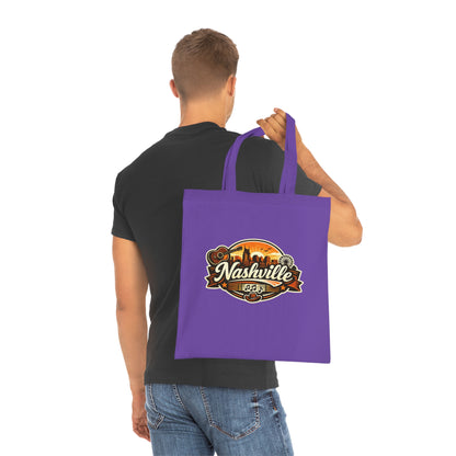 Nashville Retro Badge Tote Bag — Music City Souvenir Cotton Tote