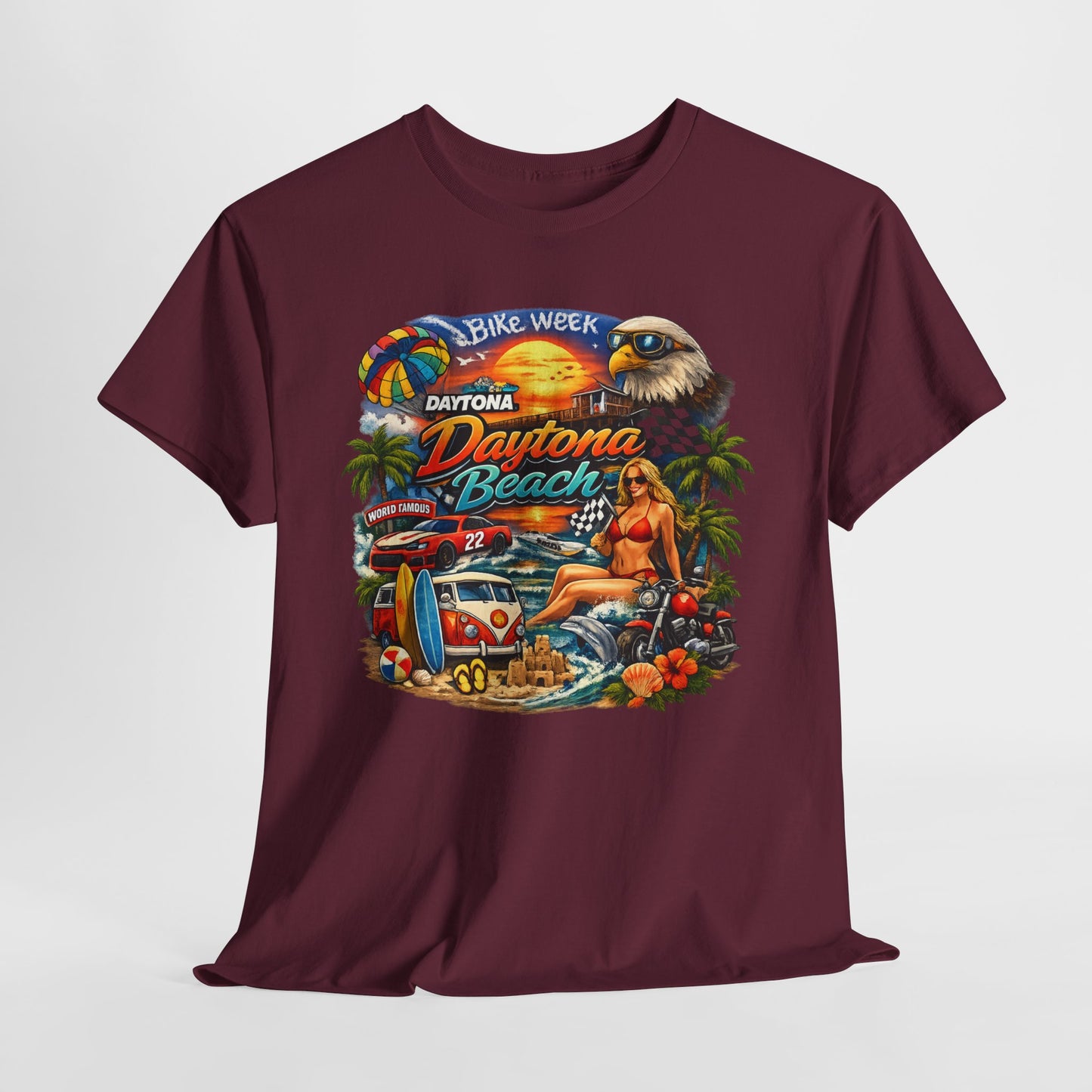 Daytona Beach Vintage Surf T-Shirt — Retro Sunset Palm Beach Tee